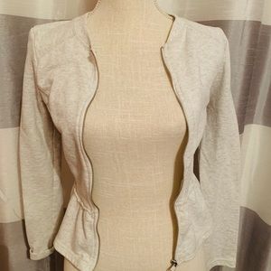 Light grey peplum zip up